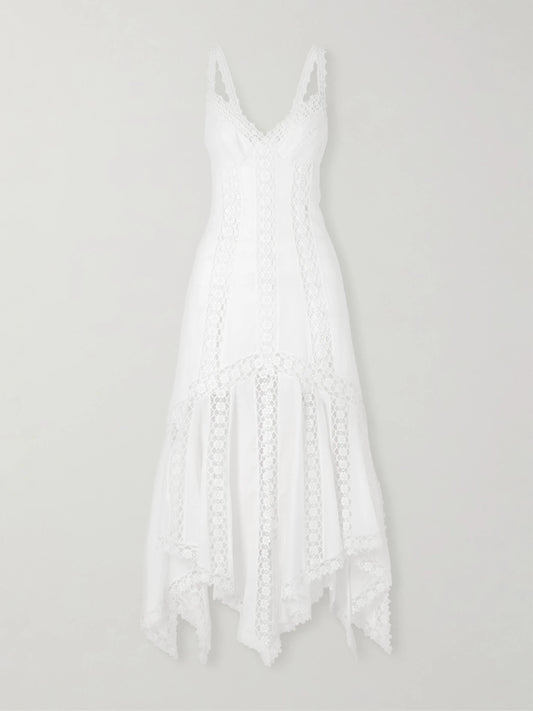 Image of Dresses. Product name - Blossel Cotton-blend Maxi Dress in White colour by brand - Charo Ruiz