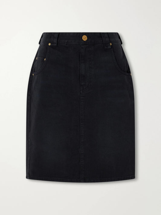 Willy Chavarria Bad Girl Faded Denim Knee-lenght Skirt