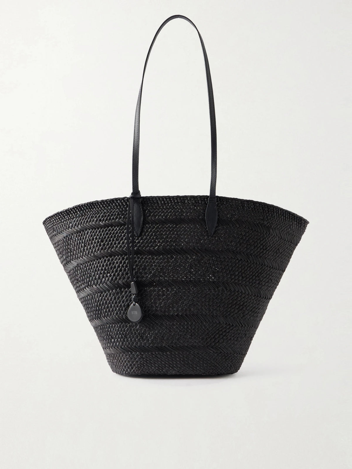 Market Leather-trimmed Woven Iraca Tote