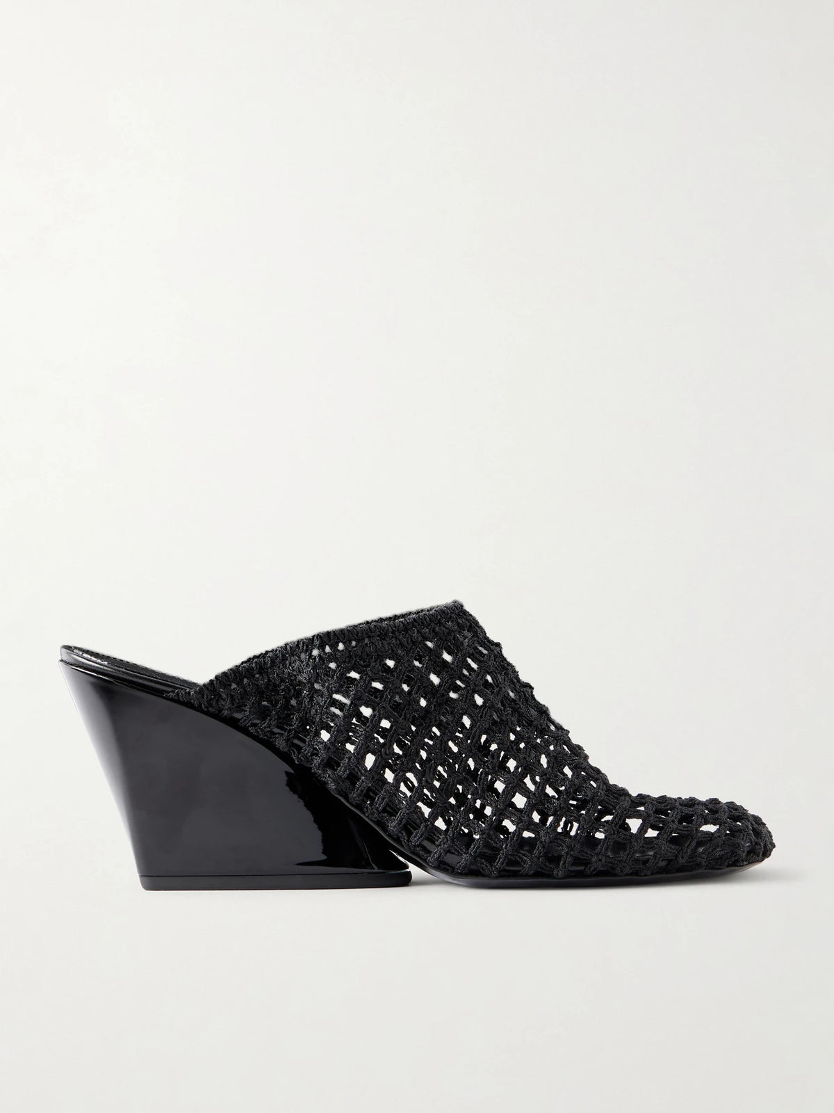 Slant 70 Leather-trimmed Crocheted Mules