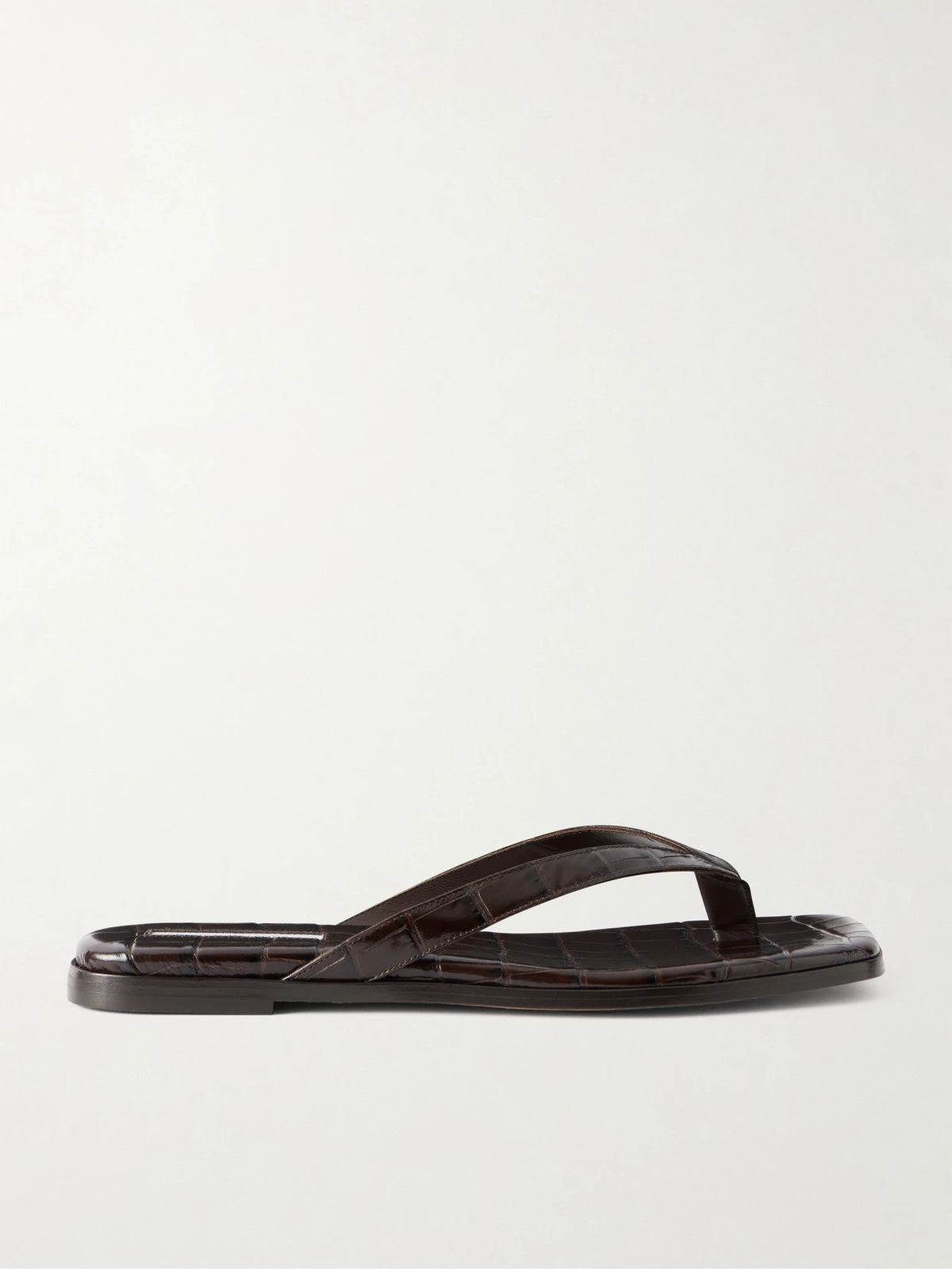 Meta Croc-effect Leather Flip Flops