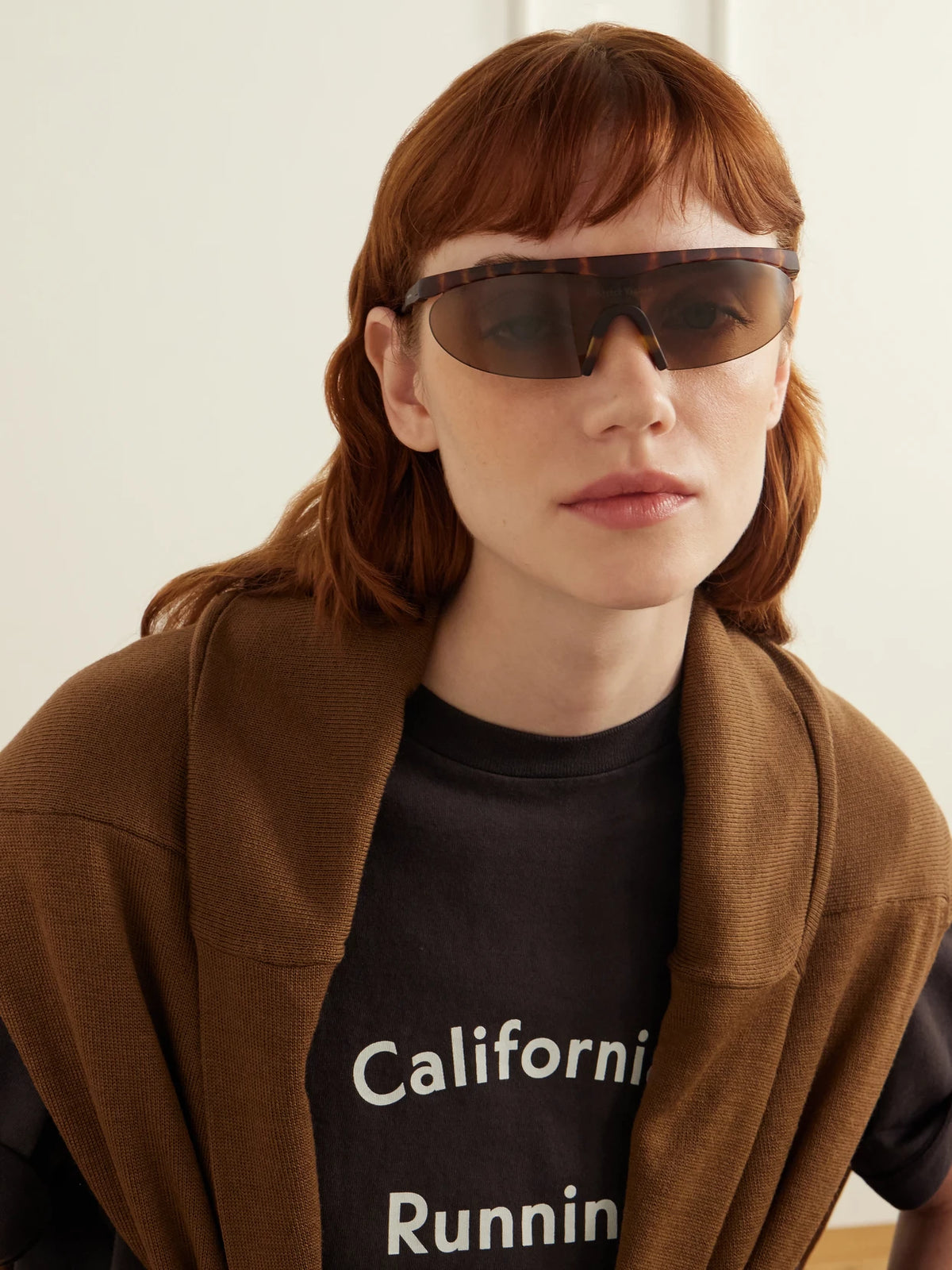Image of Accessories. Product name - Koharu D-frame Semi-rimless Tortoiseshell Acetate Sunglasses in Brown colour by brand - District Vision