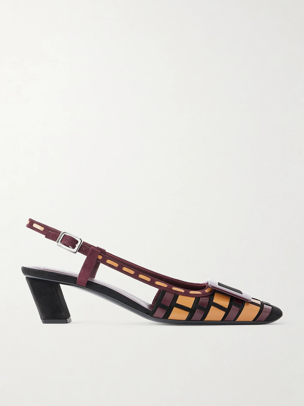 Roger Belle Vivier 45 Woven Leather Slingback Pumps