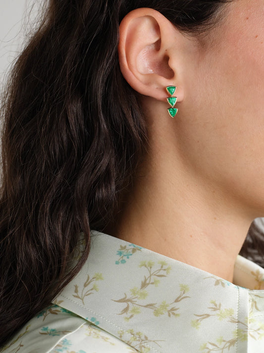 Image of Earrings. Product name - 18-karat Gold Emerald Earrings in Multi colour by brand - Anita Ko