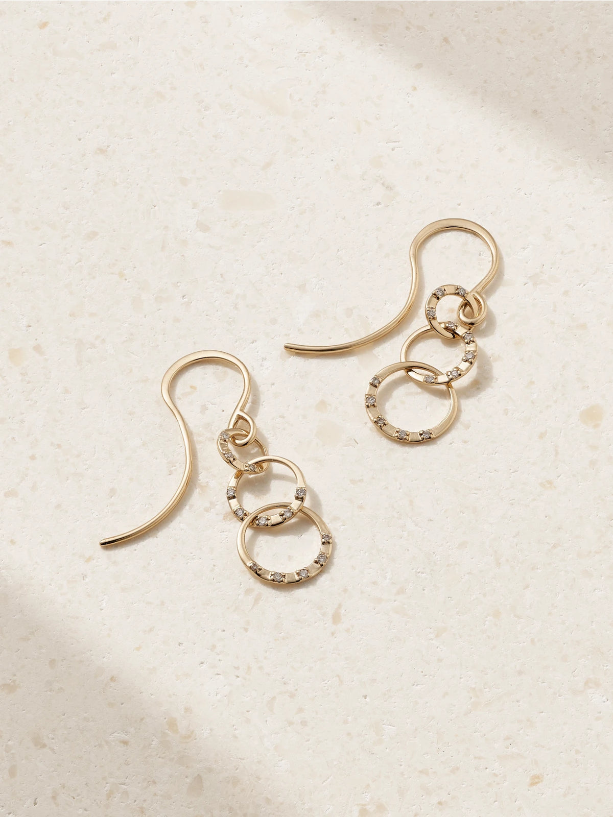 Triple Link 14-karat Recycled Gold Diamond Earrings