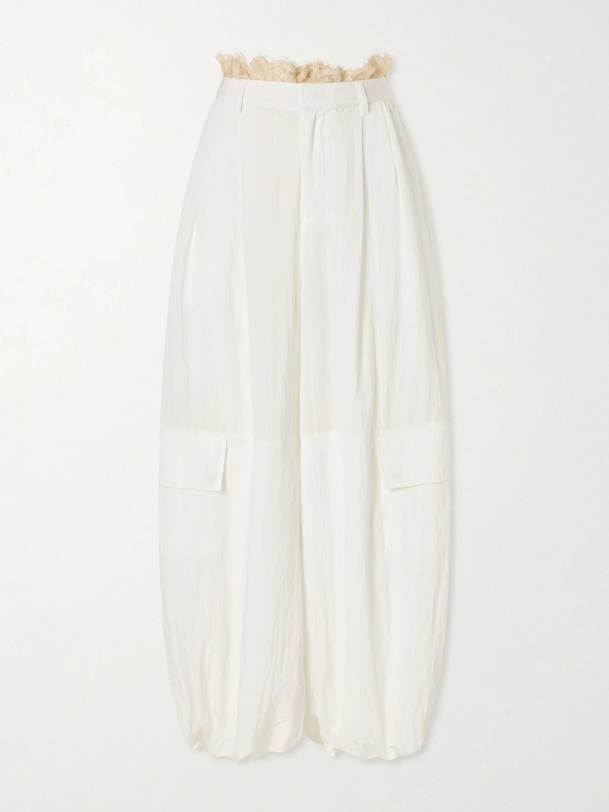 Lisette Lace-trimmed Shell Balloon Pants