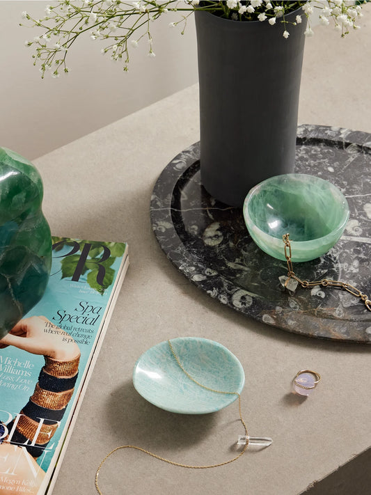 Image of Decor. Product name - Amazonite Dish in Blue colour by brand - Jia Jia Home