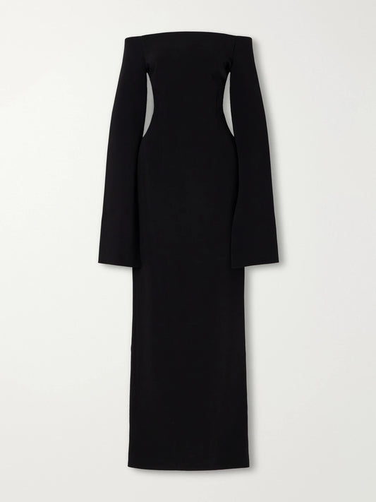 Solace London Marcella Off-the-shoulder Crepe Gown