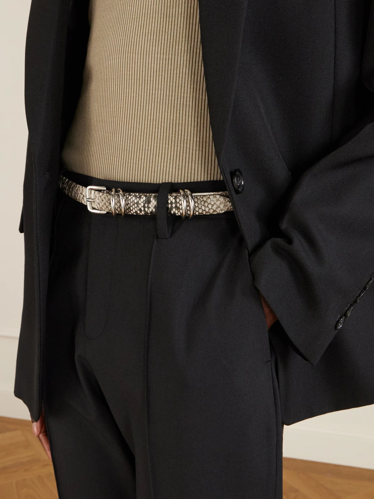 Constance Snake-effect Leather Belt