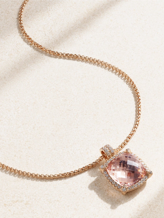 Châtelaine 18-karat Rose Gold, Morganite And Diamond Necklace