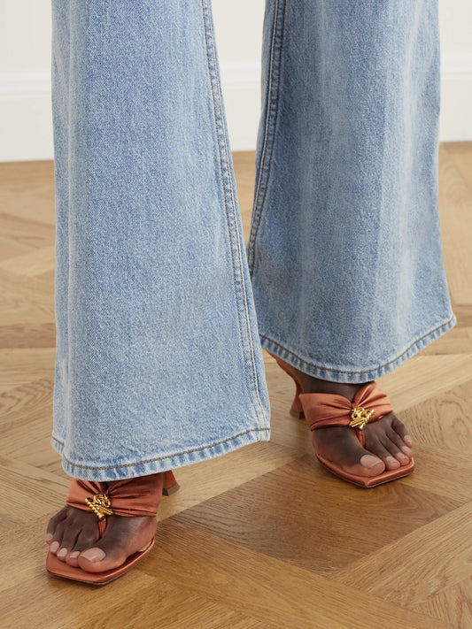 Zimmermann Idle 65 Embellished Pleated Satin Sandals