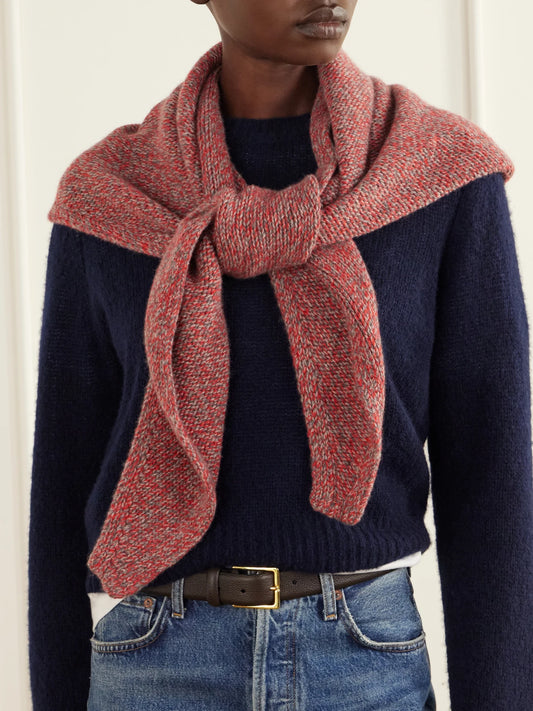 Image of Scarves & Shawls. Product name - Keill Triangle Cashmere Scarf in Pink, Beige colour by brand - Johnstons of Elgin
