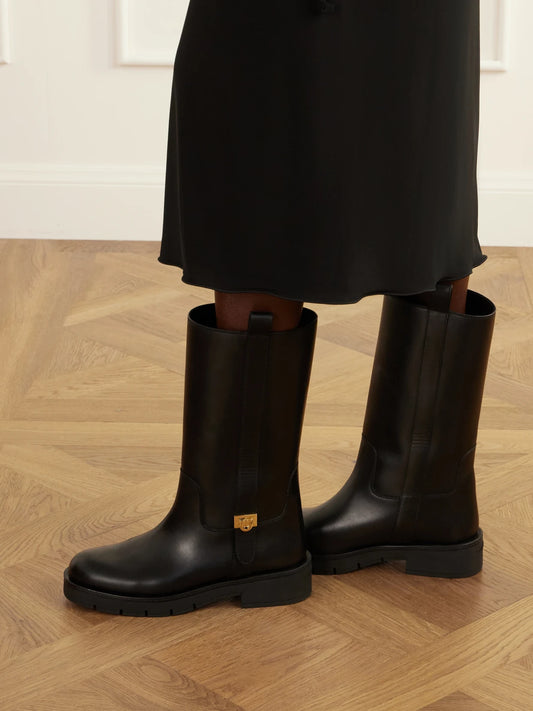Ferragamo Nyves Leather Knee Boots