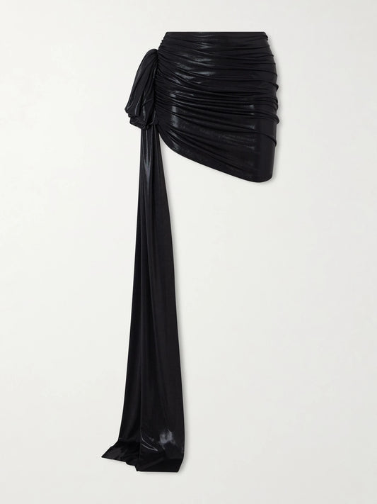 Diana Pickleball Bow-detailed Stretch-lamé Mini Skirt