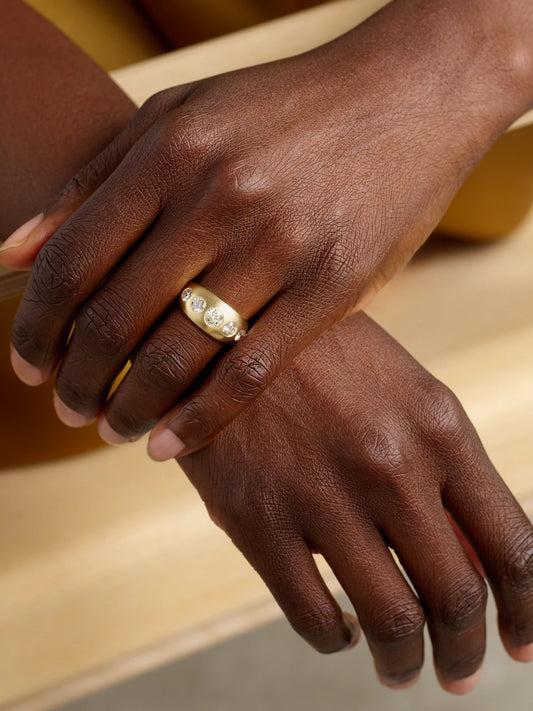 Image of Rings. Product name - Dome 14-karat Gold Diamond Ring in 6 1/2 colour by brand - Jacquie Aiche