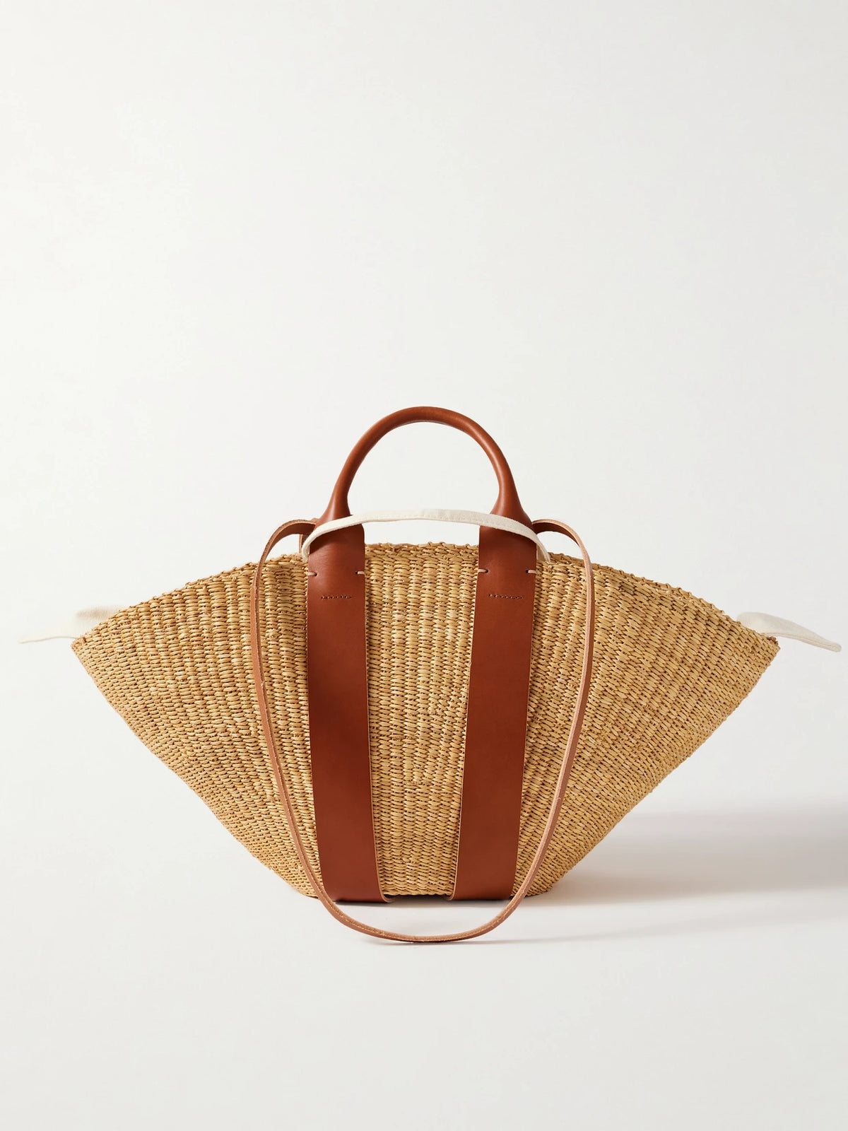 Sophie Leather-trimmed Woven Straw Tote