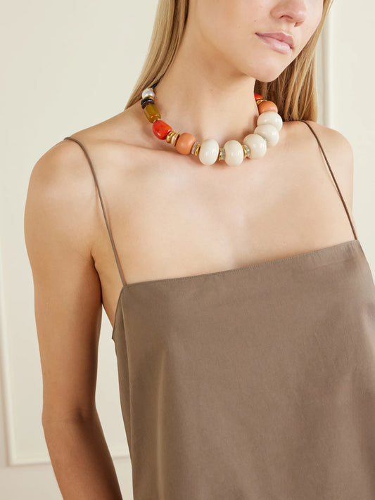 Image of Necklaces. Product name - Ilios Gold-plated Multi-stone Necklace in Multi colour by brand - Lizzie Fortunato
