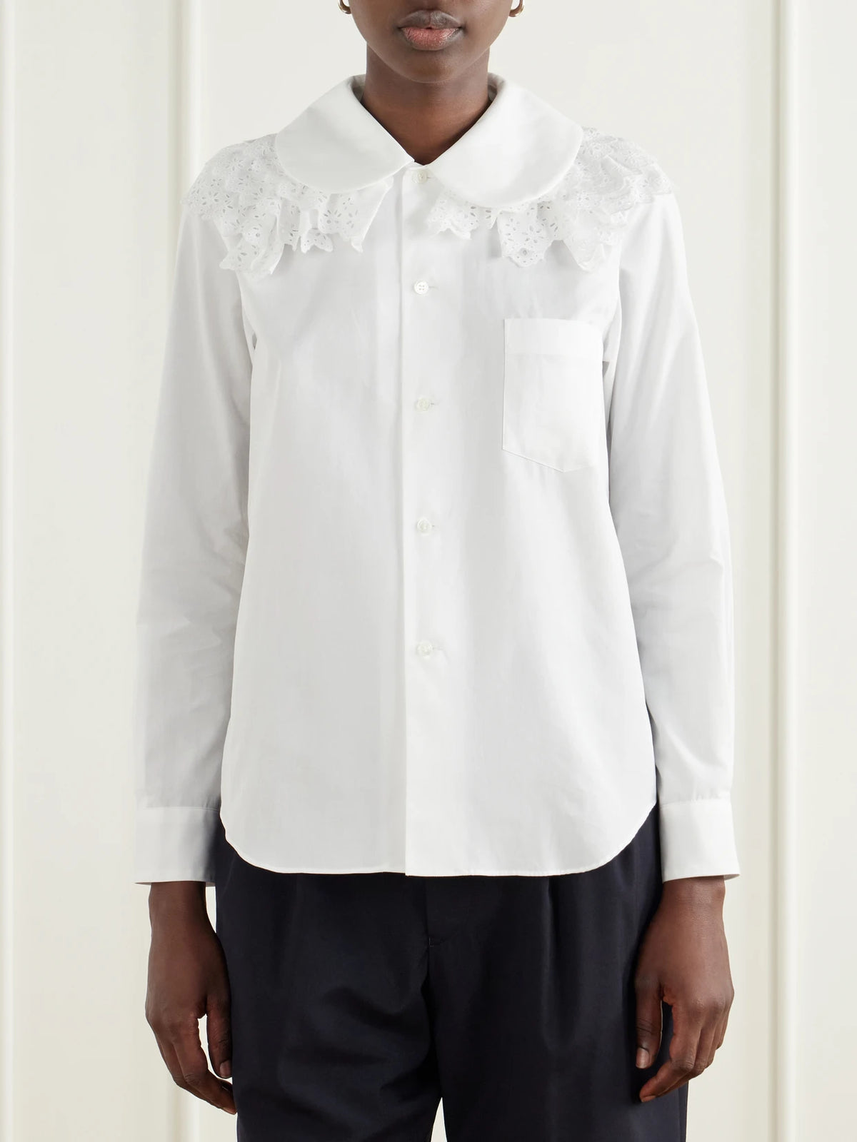 Comme des Garçons GIRL Broderie Anglaise-trimmed Cotton-poplin Blouse