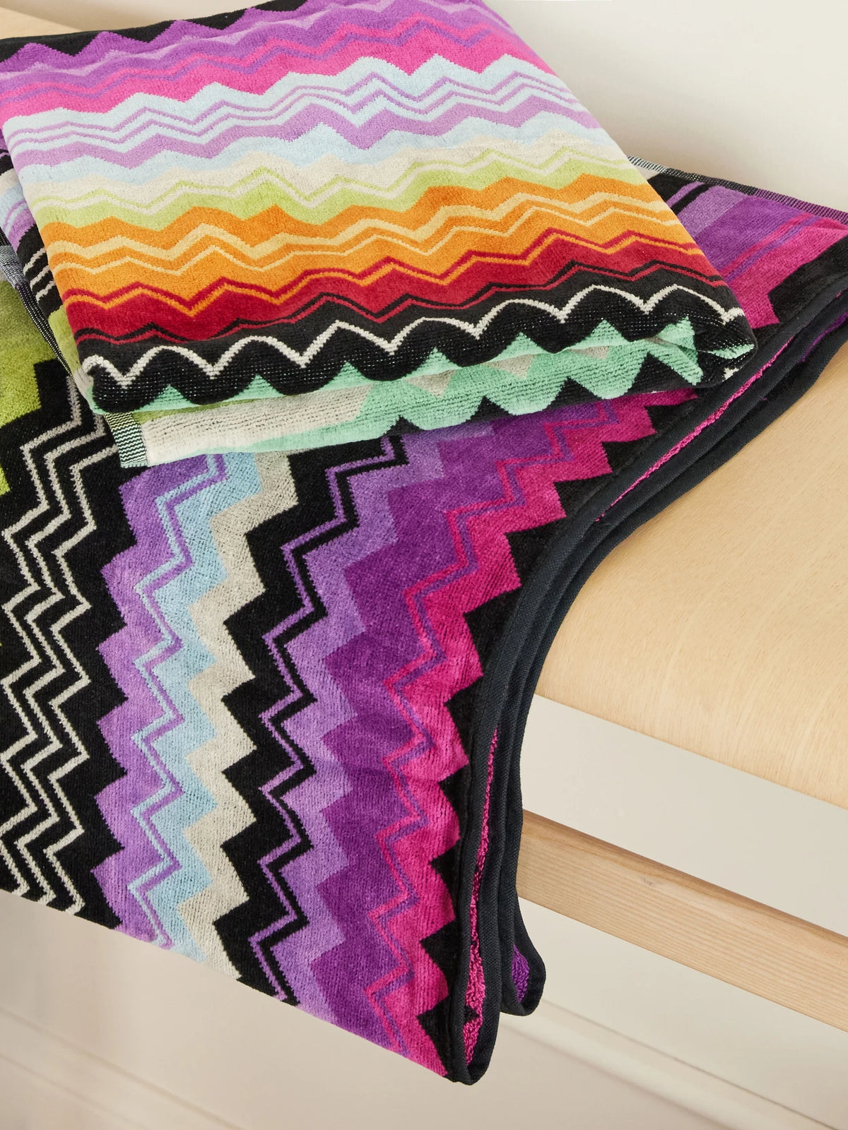 Image of Towels. Product name - Giacomo Set Of Five Striped Jacquard-knit Cotton-terry Towels in Multi colour by brand - MISSONI HOME