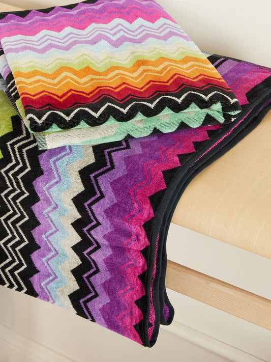 Image of Towels. Product name - Giacomo Set Of Five Striped Jacquard-knit Cotton-terry Towels in Multi colour by brand - MISSONI HOME