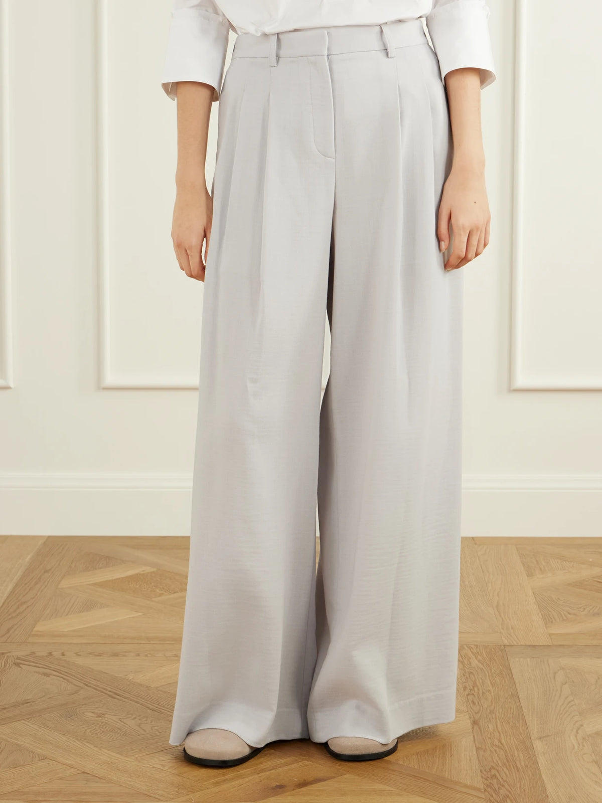 TWP Avery Stretch Wool-crepe Wide-leg Pants