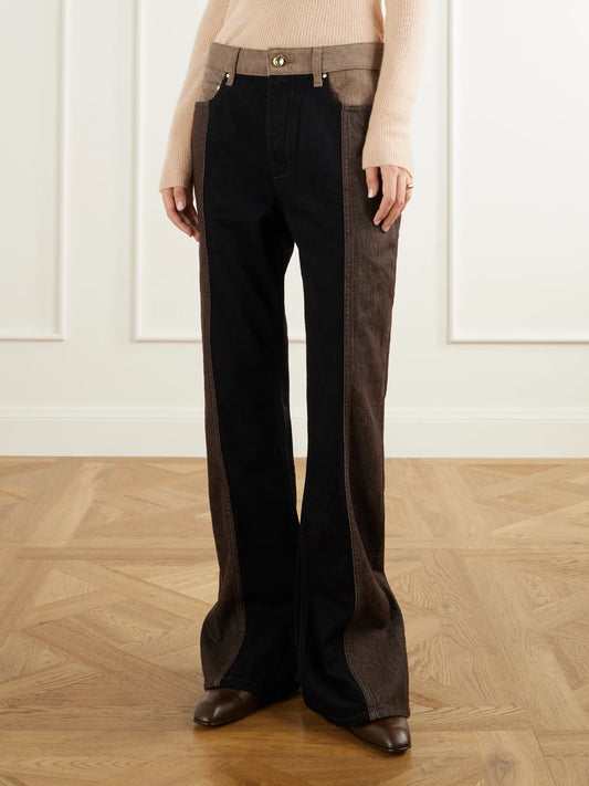 OSSOU Jane Paneled High-rise Straight-leg Jeans