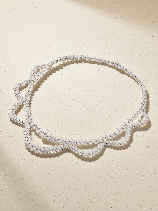 Y-couture 18-karat White Gold Diamond Necklace