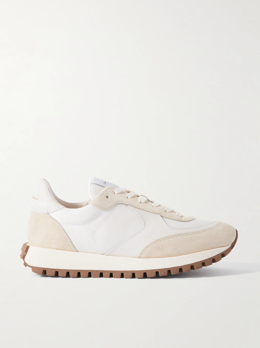 Gravel Suede, Leather And Shell Sneakers