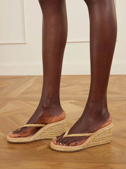 Ancient Greek Sandals Etheria Woven Raffia Wedge
