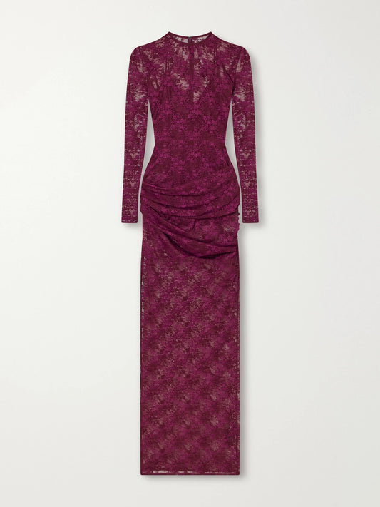 Alex Perry Ruched Lace Gown