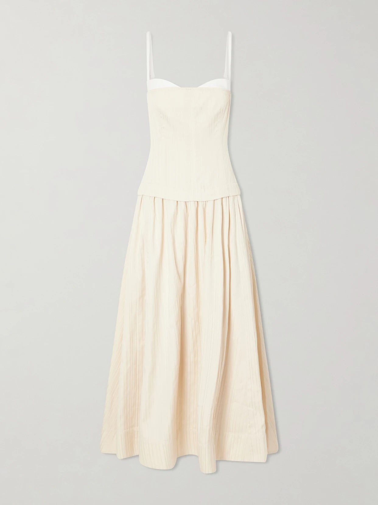 Quinlin Striped Satin Bustier Midi Dress