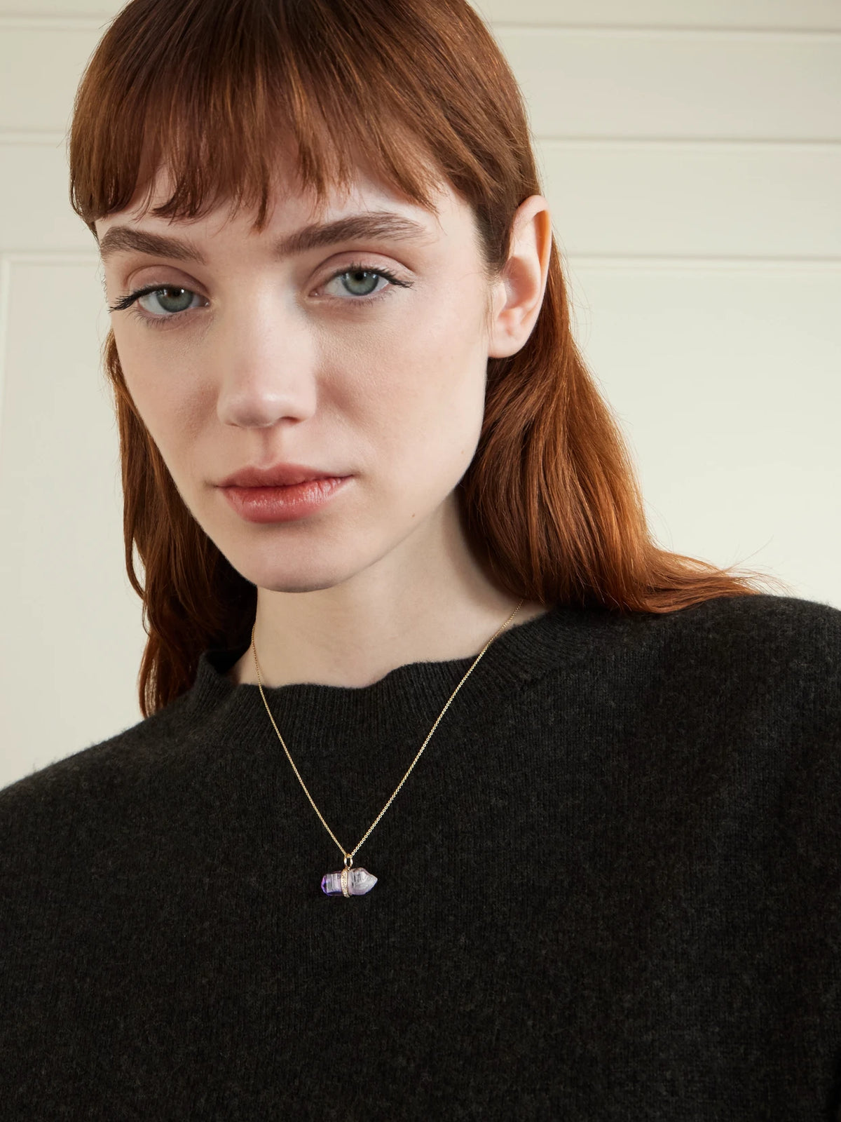 Image of Charms. Product name - Veracruz 14-karat Gold, Amethyst And Diamond Pendant in Purple colour by brand - JIA JIA