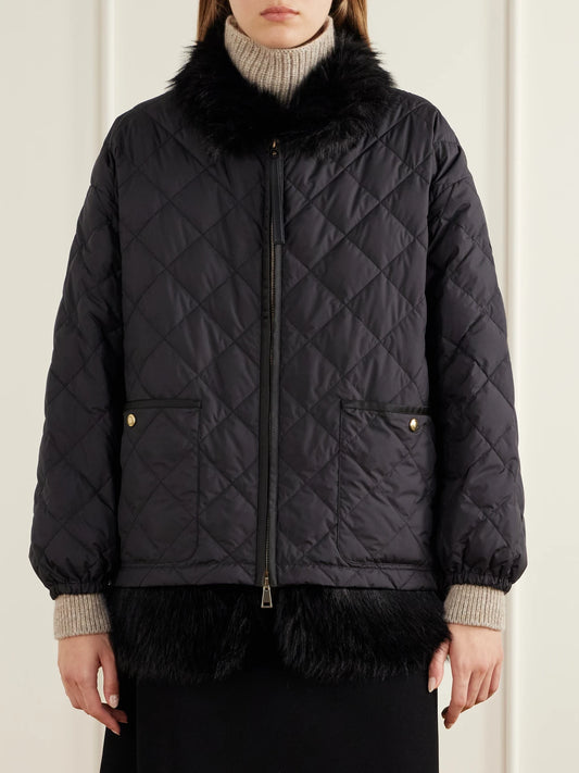 Moncler Chaleureux Plush-trimmed Shell Quilted Down Jacket
