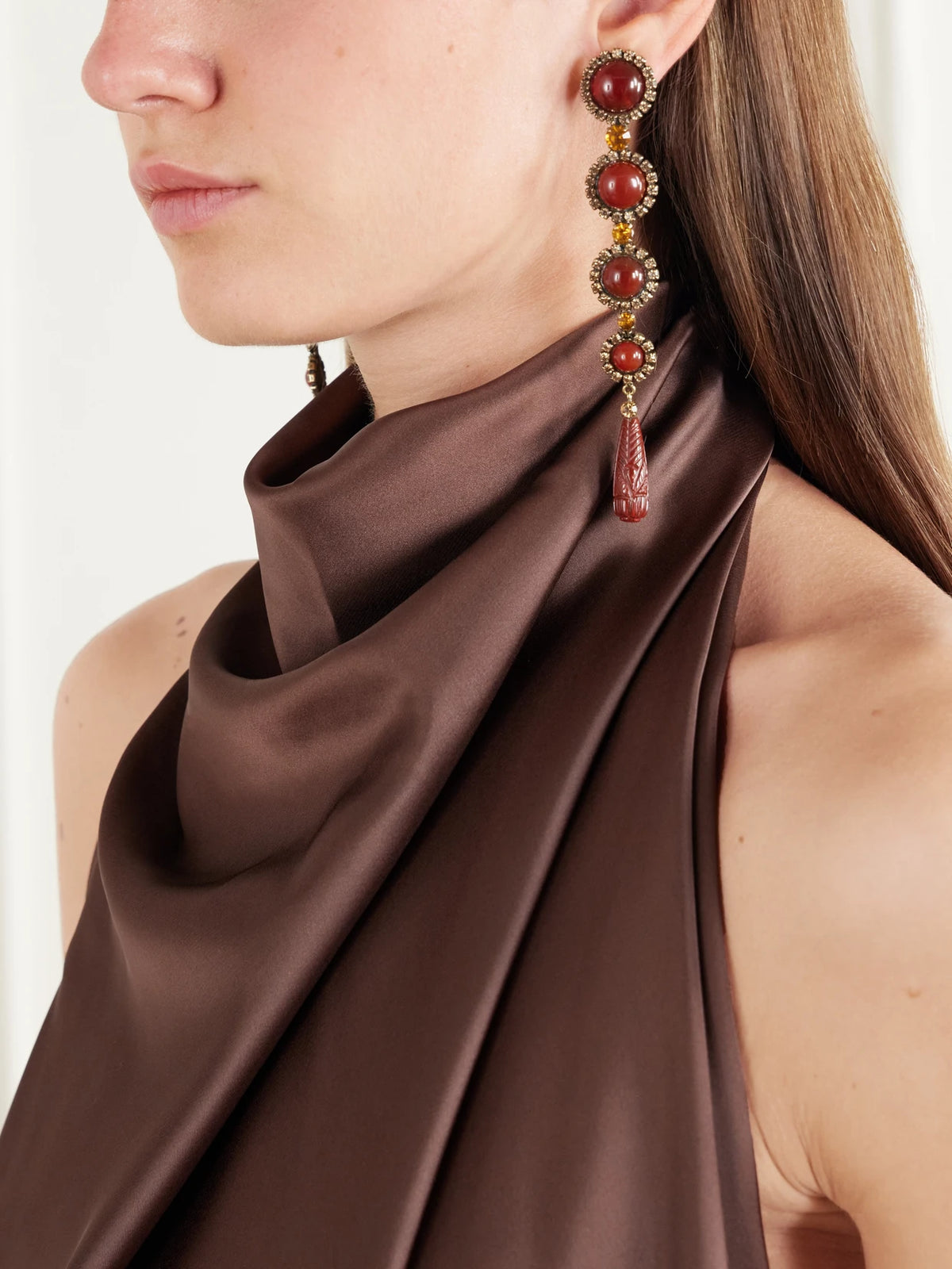 Jennifer Behr Rafferty Gold-tone Carnelian And Jasper Earrings