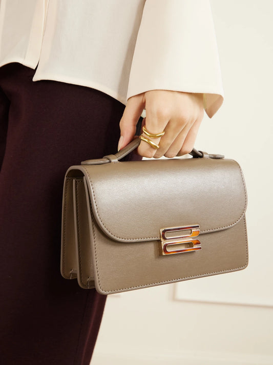 Image of Bags. Product name - Dorian Leather Clutch in Gray colour by brand - Victoria Beckham