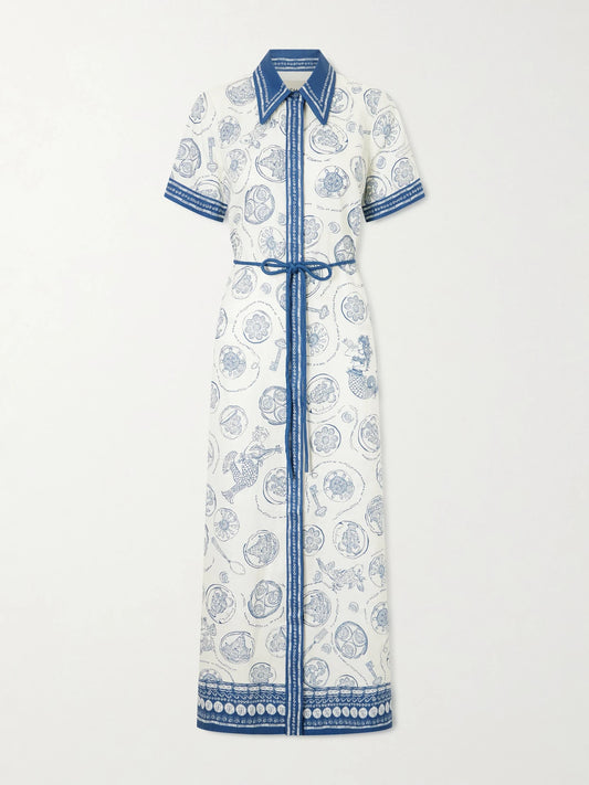 Lucky Printed Linen Maxi Dress