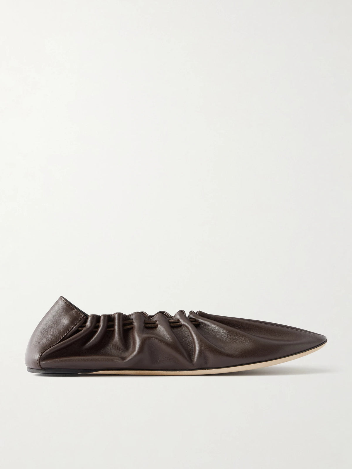 STAUD Rue Gathered Leather Ballet Flats
