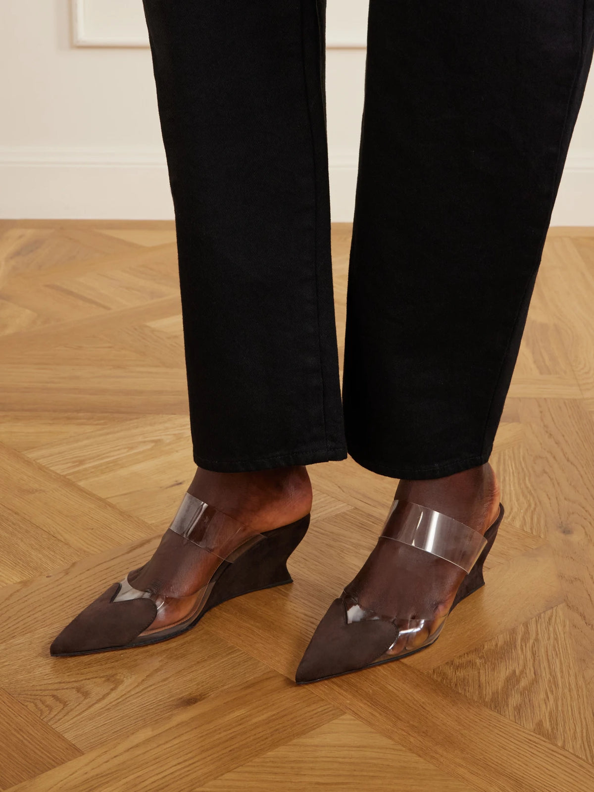 Le Coeur 60 Suede And Pvc Wedge Mules