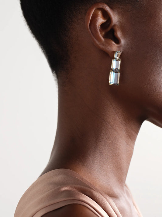 Image of Earrings. Product name - Arithmetic Composition 14-karat Gold Topaz Earrings in Multi colour by brand - Mateo