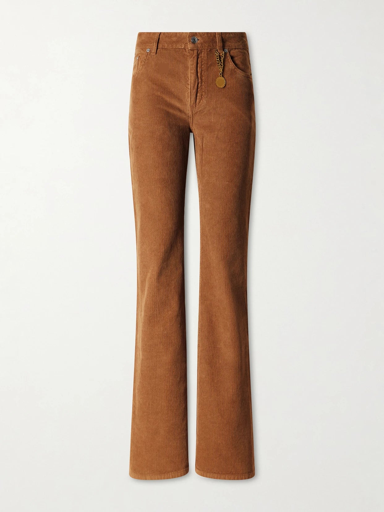 Image of a model wearing Pants. Product name - Cotton-corduroy Flared Pants in Brown colour by brand - Stella McCartney