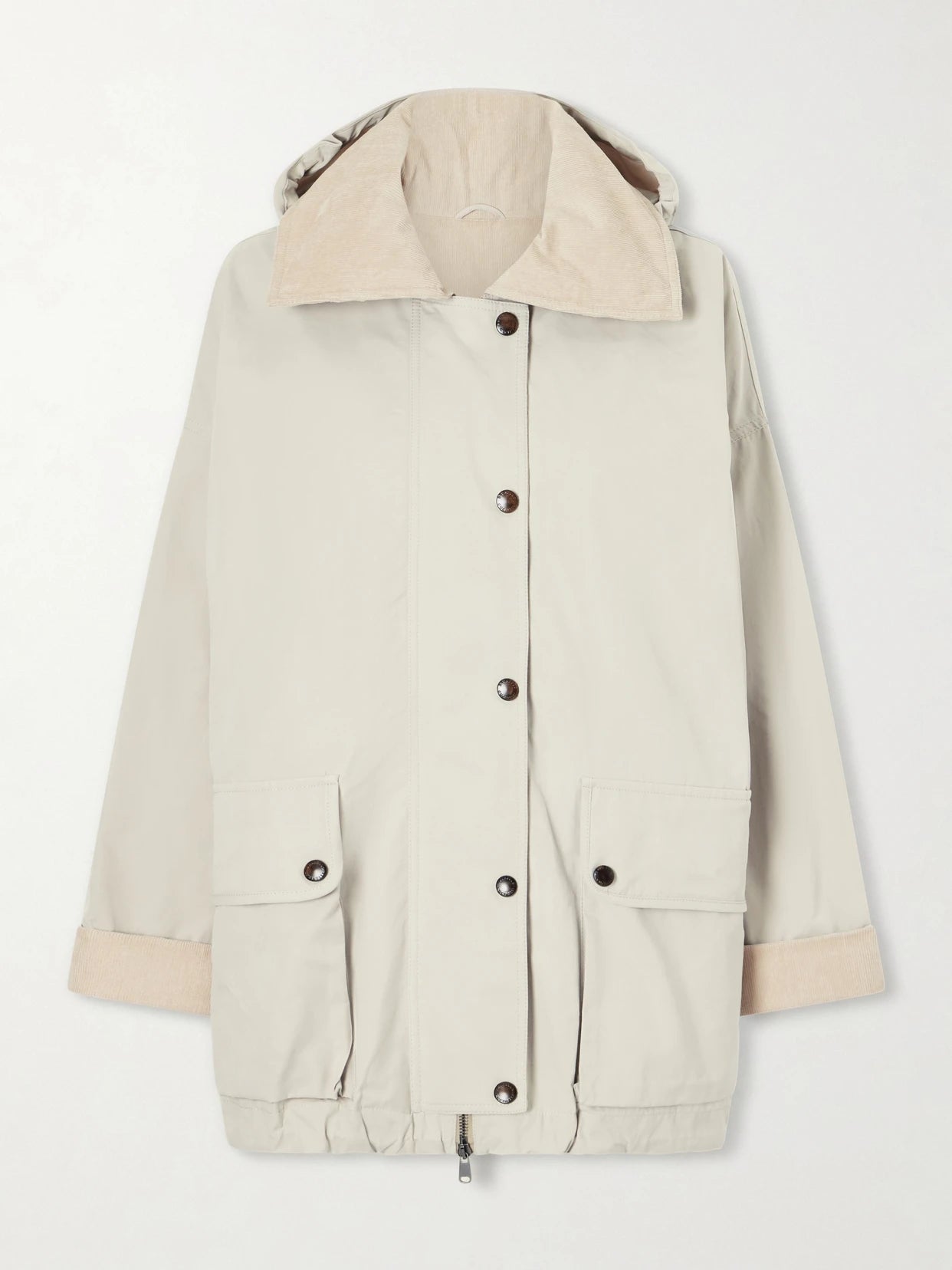 Corduroy-trimmed Cotton And Linen-blend Coat