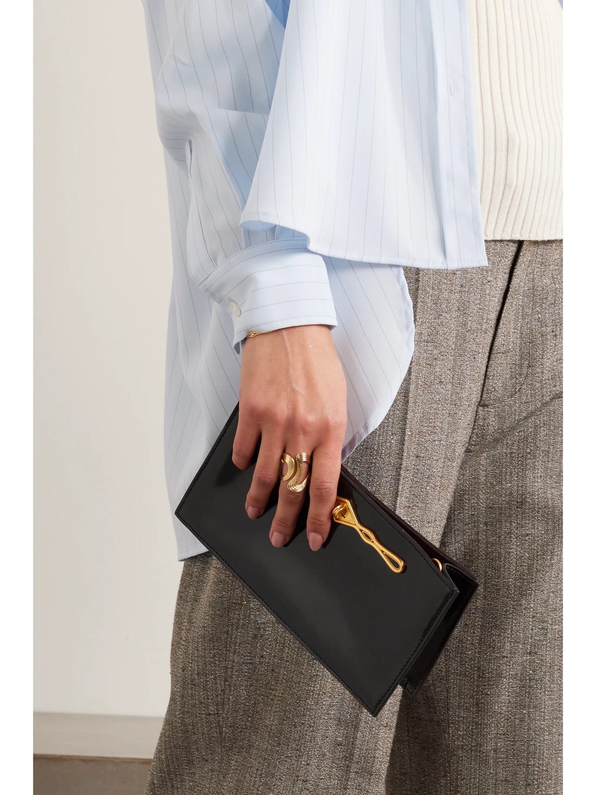 Image of Bags. Product name - + Fernando Jorge Ease Embellished Glossed-leather Clutch in Black colour by brand - Métier