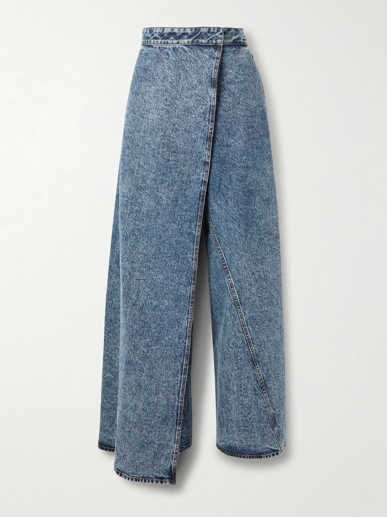 Image of Jeans. Product name - Asymmetric Wide-leg Jeans in Blue colour by brand - Alaïa