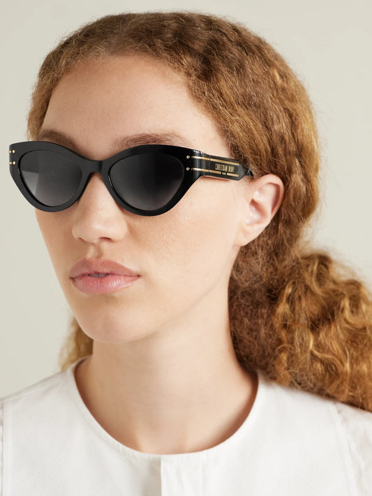 Image of Sunglasses. Product name - Diorsignature B7i Cat-eye Acetate Sunglasses in Black colour by brand - DIOR Eyewear