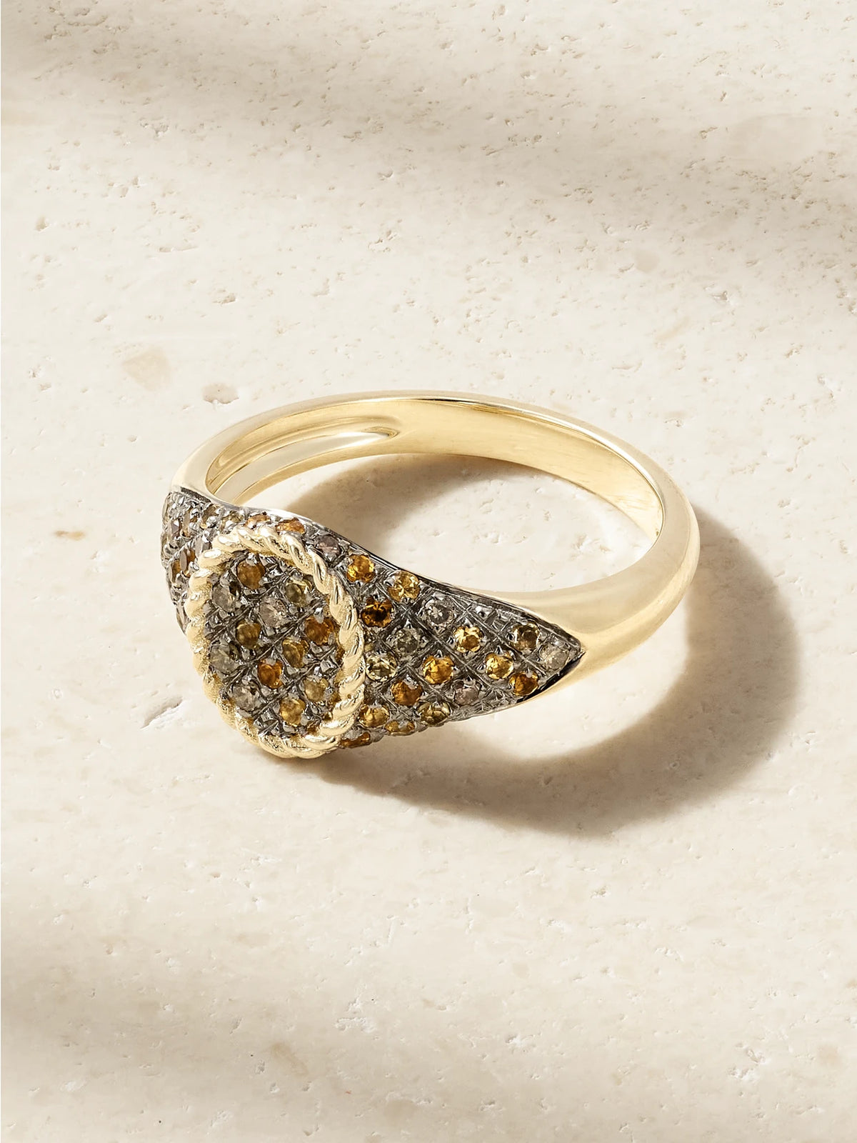 Baby Chevalière Ovale 9-karat Gold, Diamond And Citrine Signet Ring