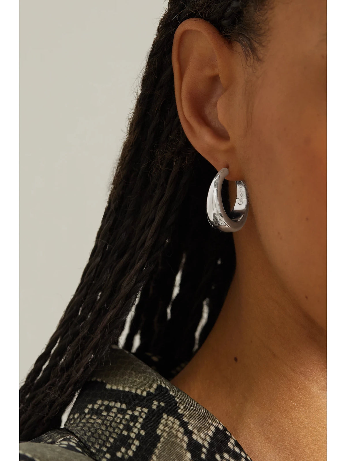 Image of Earrings. Product name - The Andrea Silver Hoop Earrings in Multi colour by brand - LIÉ STUDIO