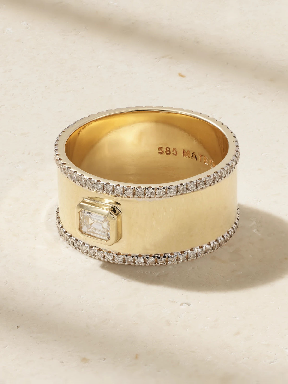 Edge Cigar 14-karat Gold Diamond Ring