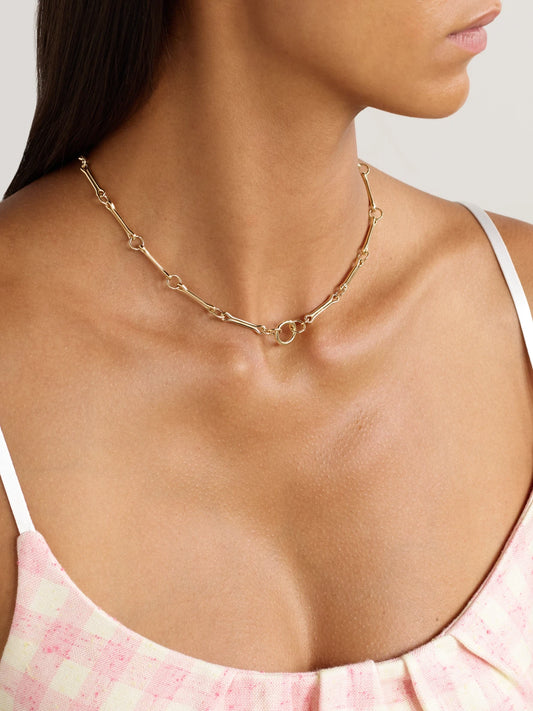 Image of Necklaces. Product name - Show Your Bones 14-karat Gold Necklace in Multi colour by brand - Lucy Delius