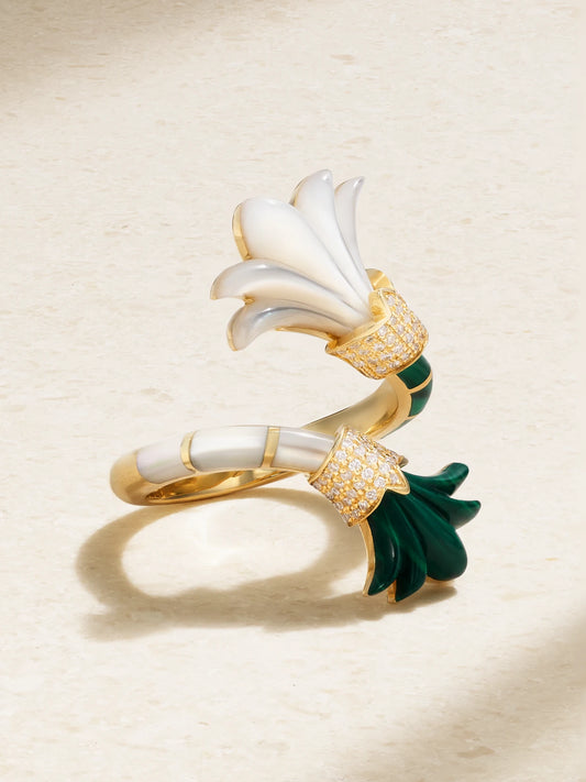 Flower Asheq Maashouq 18-karat Gold Multi-stone Ring