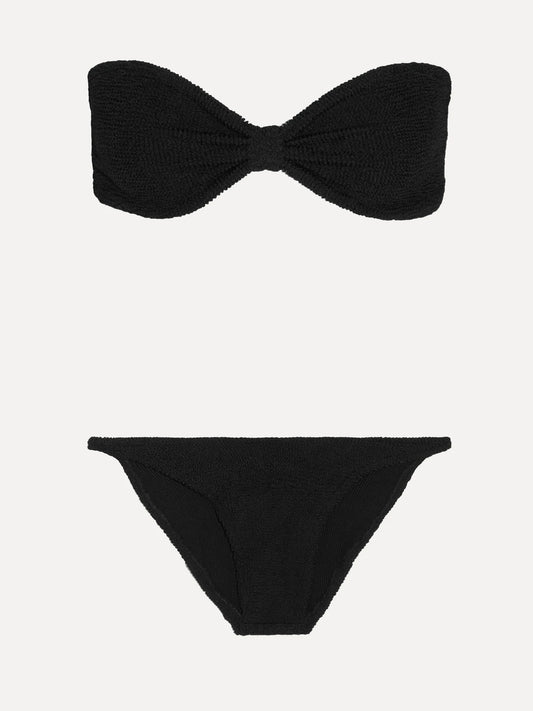 Image of Swimwear. Product name - Jean Original Crinkle Bandeau Bikini in Black colour by brand - Hunza G
